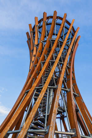 The Observation Tower Bottom View to the Sky Backgroundの写真素材