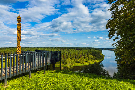 Nemunas River from the Balbieriskis Observation Deck, in Lithuaniaの写真素材