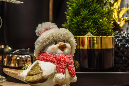 Christmas and New Year doll decoration on blurred backgroundの写真素材