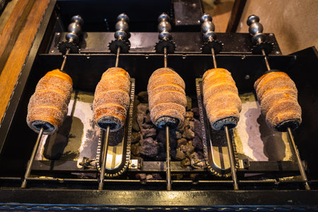 Trdelnik is the street food of Prague. Traditional national Czech sweet food.の写真素材