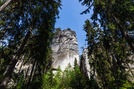 Rock towers in Adrspach, part of Adrspach-Teplice Rocks Nature Reserve, Czech Republic.の写真素材
