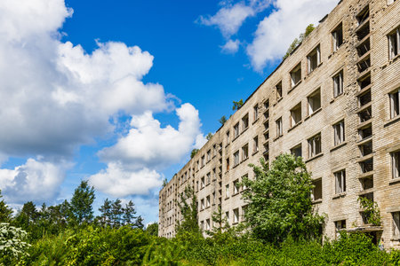 Abandoned secret Soviet Union military ghost town Irbene in Latvia.