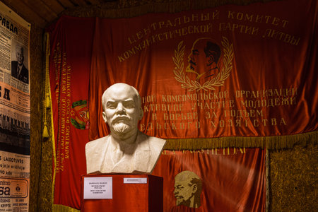 Sculptural bust of Stalin, Soviet political leader. Druskininkai, Lithuania, 12 September 2022.のeditorial素材