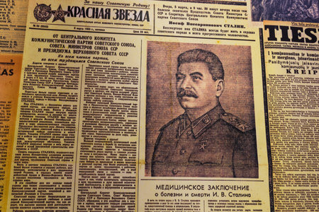 USSR Soviet newspaper in the Grutas park. Druskininkai, Lithuania, 12 September 2022.のeditorial素材