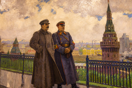 Stalin painting at the Grutas park. Druskininkai, Lithuania, 12 September 2022.のeditorial素材