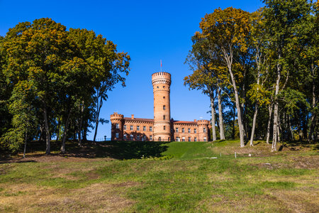 Castle of Raudone - Renaissance style manor with a cylindrical tower.のeditorial素材