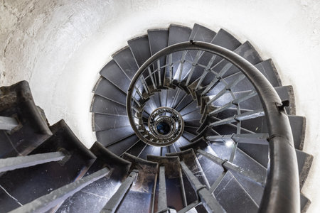 Spiral Staircase at The Monument to the Great Fire of Londonの写真素材