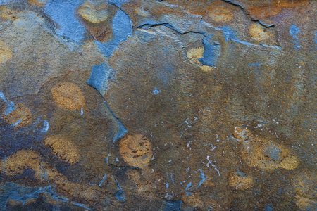 Rusty Metal Surface with Abstract Blue Accents