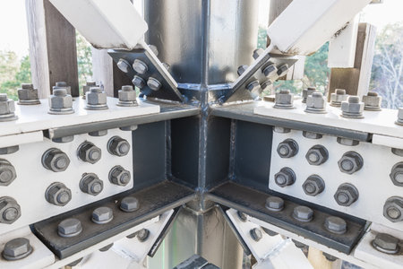Heavy Steel Cross Beam Node with High Strength Bolted Connection in Modern Building