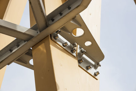 Engineered Timber Column with Steel Plate Connection and Bolts in Modern Hybrid Construction