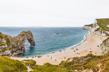 Durdle Door Limestone Arch on the Jurassic Coast, Dorset, Englandの写真素材