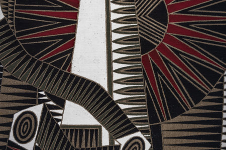 Abstract fabric optical illusion, geometric pleats and stripesの写真素材