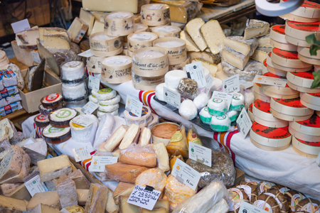 Artisanal cheese stall at Borough Market. London, UK, 17 December 2023のeditorial素材