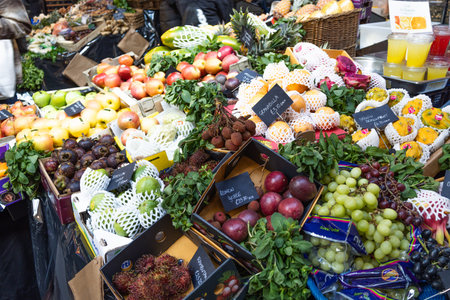 Fresh Fruit Stall at Borough Market. London, UK, 17 December 2023のeditorial素材