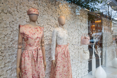 Luxury Fashion Boutique Window Display. London, UK, 6 April 2024のeditorial素材