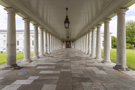 Colonnade at the Old Royal Naval College in Greenwichの写真素材