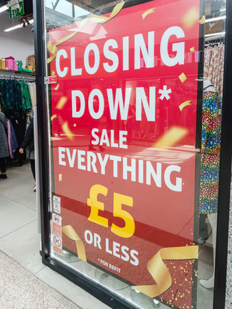 Closing Down Sale Everything Five Pounds Or Less. London, UK, 20 April 2024