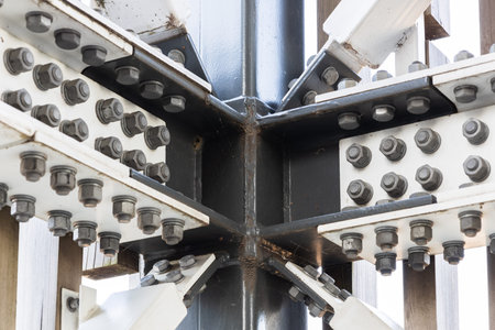 Structural steel connection with heavy duty boltsの写真素材