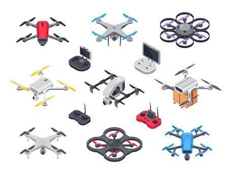 Remote control flying copter with camera. Radio controllers forのイラスト素材