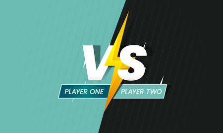 Versus frame. Vs duel battle, boxing confrontation screen and fight comparison background with fighting lightning. Sports match fighting confrontation challenge advertisingの写真素材