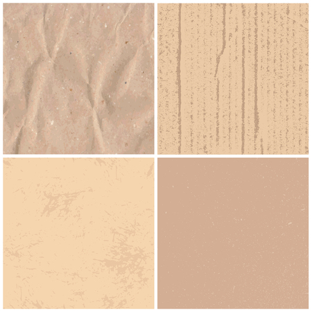 Vintage paper texture. Retro textured brown papers, craft cardboard and wrapping antique pages. Old paper board, antique aged textured wallpaper. Vector background textures setのイラスト素材