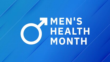 Mens health month. Male healthcare lifestyle celebration day poster template. Man symbol design background. Illustration male campaign, medical care bannerのイラスト素材