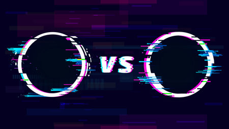 Versus glitch sign with VS letters. Battle, sport competition, match or challenge. Confrontation or...