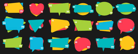 Quotes frames. Vector text banner template for comment talk, frame remark and speech quotation message collection illustrationのイラスト素材