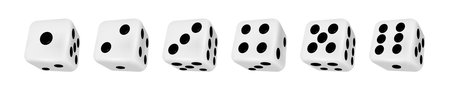 Realistic 3d casino rolling dice showing numbers one to six. Board game cubes playing variants....
