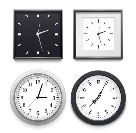 Realistic clock for wall interior, clock face collection