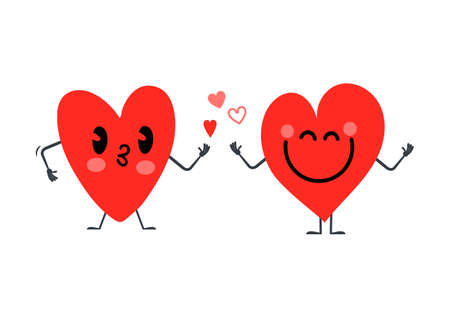 Heart emozione, red hearts couple fall in loveのイラスト素材