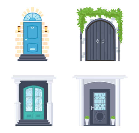 Front doors design for apartment or cottage houseのイラスト素材