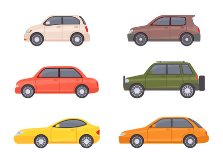 Flat cars sedan collection view of sideのイラスト素材