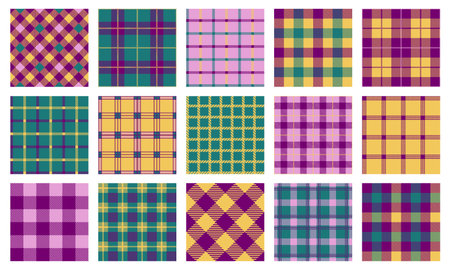 Blanket texture. Seamless geometric pattern of traditional tartan plaid fabric, rustic stripe repeating background. Vector fabric printのイラスト素材