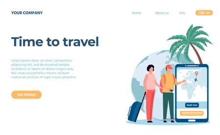 Time to travel concept landing page agencyのイラスト素材