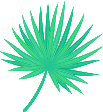 Tropical palm leaf in vibrant green, symbolizing lush tropics and warm climates, perfect for adding exotic nature to any projectのイラスト素材
