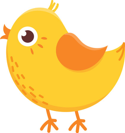 Cute yellow chick with a curious look, standing on orange legs. Perfect for kids designs.のイラスト素材