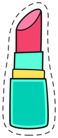 Vibrant turquoise lipstick in playful hand drawn style for beauty projects. Fun design on white background adds glamour and femininityのイラスト素材