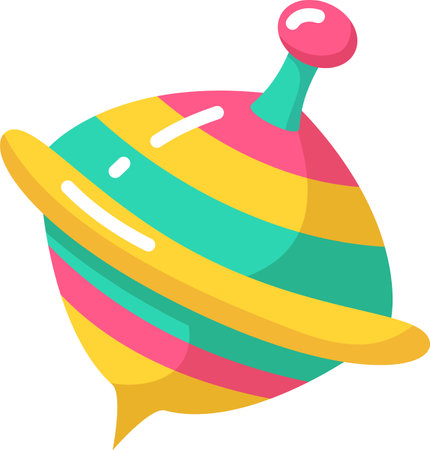 Relive childhood joy with a colorful spinning top toy on a white background, capturing traditional fun and amusement. Add retro charm to designsのイラスト素材