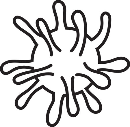 Detailed drawing of virus cell spreading, symbolizing dangerous infection, valuable for explaining health concepts, with black and white design suitable for education and various usesのイラスト素材