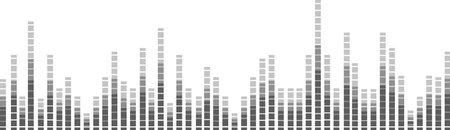 Abstract background featuring a grayscale equalizer showcasing audio levels, making it ideal for technology and music related concepts. Perfect for adding a modern touch to your design projectsのイラスト素材