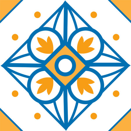 Seamless majolica pattern forming a colorful and traditional portuguese azulejo, perfect for backgrounds, textures, and decorative artsのイラスト素材