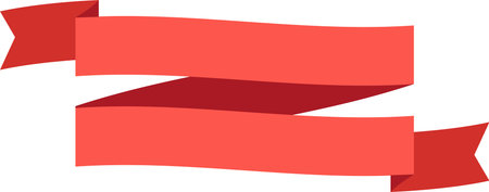 Two slightly waving red ribbons are joined together to create a banner, perfect for adding a touch of elegance and celebration to any designのイラスト素材