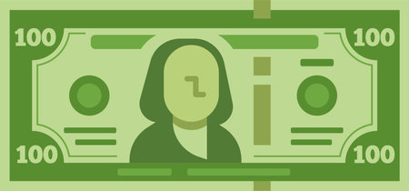 Stylized illustration of a one hundred dollar bill featuring a portrait, emphasizing financial concepts, wealth, and the us monetary systemのイラスト素材