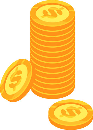 Shiny gold coins with dollar symbol on top symbolize increasing wealth and financial success, emphasizing importance of planning and smart decisions for prosperityのイラスト素材