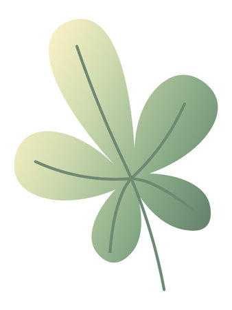 Five lobed green leaf with gradient effect, isolated on white background, showcasing natural beauty and botanical detail, ideal for nature themed designsのイラスト素材
