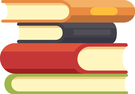 Four vibrant books stacked together, forming an eye catching display that symbolizes learning, knowledge, and the pursuit of education in various fields of studyのイラスト素材
