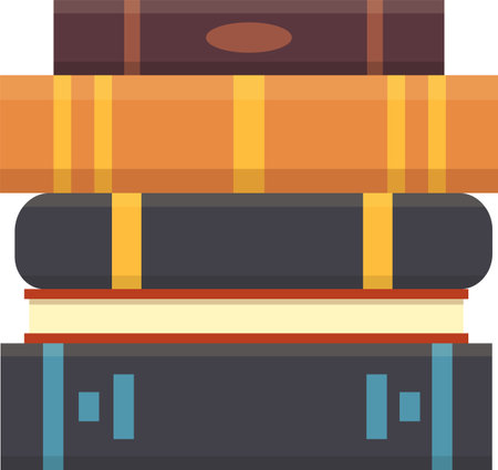 Stacking five colorful books creates a visually captivating tower, symbolizing the journey of learning, education, and the endless pursuit of knowledge and wisdomのイラスト素材