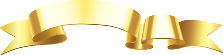 Golden ribbon waving with elegance and sophistication, creating a sense of luxury and celebration, perfect for adding a touch of glamour to any designのイラスト素材