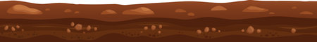 Different layers of soil are showing geological stratification with stones and pebbles, forming an educational illustration of earth science conceptsのイラスト素材
